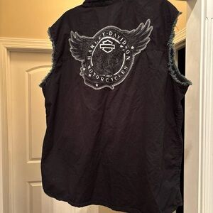 Harley-Davidson Black Winged Emblem Vest Sz XXL